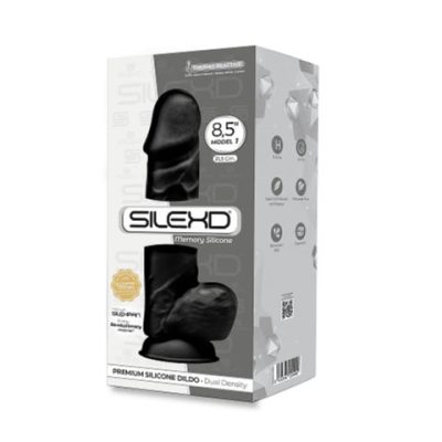 SilexD Model 1 Silexpan Dual Density Thermoreactive Silicone 8 point 5 Inch Dong with Balls Black 220499 8433345220499 Boxview