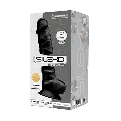 SilexD Model 1 Silexpan Dual Density Thermoreactive Silicone 9 Inch Dong with Balls Black 220192 8433345220192 Boxview