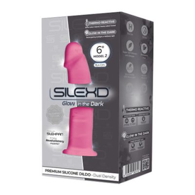 SilexD Model 2 Silexpan Dual Density Thermoreactive Silicone 6 Inch Dong Glow in the Dark Pink 260716 8433345260716 Boxview
