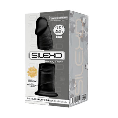 SilexD Model 2 Silexpan Dual Density Thermoreactive Silicone 7 point 5 Inch Dong Black 220697 8433345220697 Boxview