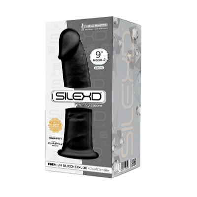 SilexD Model 2 Silexpan Dual Density Thermoreactive Silicone 9 Inch Dong Black 220598 8433345220598 Boxview