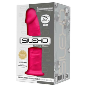 SilexD Thermoreactive Silicone Model 2 7 point 5 inch Dong with Balls Hot Pink 220611 8433345220611 Boxview