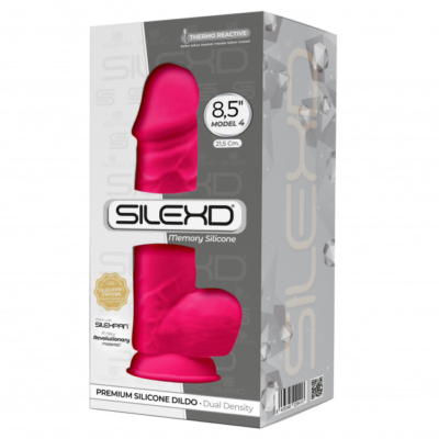 SilexD Thermoreactive Silicone Model 4 8 point 5 Inch Dong with Balls Hot Pink 220413 8433345220413 Boxview