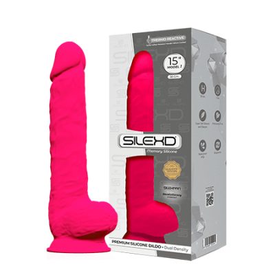 Silexd Thermo Reactive Silicone 15 Inch Dong with Balls Hot Pink 221014 8433345221014 Multiview