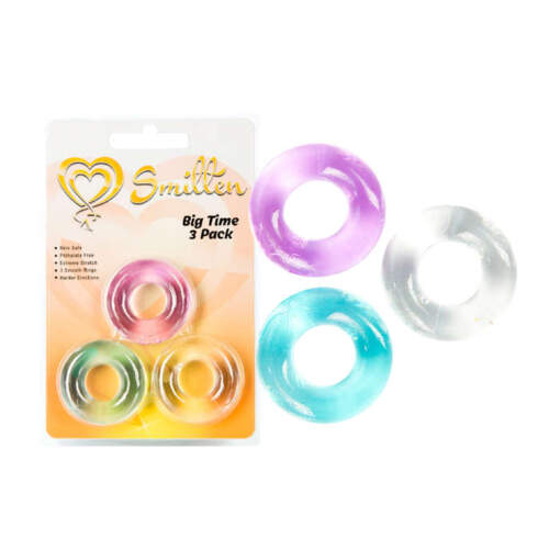 Smitten Big Time 3 Pack Donut Cock Rings Multicoloured DS913 00 752830478480 Multiview