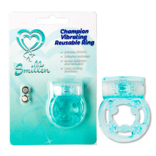 Smitten Champion Vibrating Cock Ring Sea Blue DS909 15 752830477889 Multiview