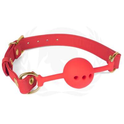 Spartacus Vegan Fetish 46mm Breathable Silicone Ball Gag Red SPU 501RD 669729000168 Detail
