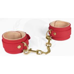 Spartacus Vegan Fetish Plush Lined Ankle Cuffs Red SPU 505RD 669729000205 Detail