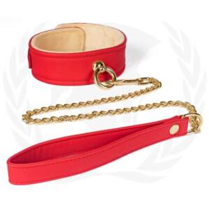 Spartacus Vegan Fetish Plush Lined Collar and Leash Collar and Leash Red SPU 503RD 669729000182 Detail