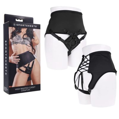 Sportsheets High Waisted Corset Strap On Harness Black SS31006 646709310066 Multiview