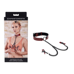 Sportsheets – Saffron Collar With Nipple Clamps (Red/Black)