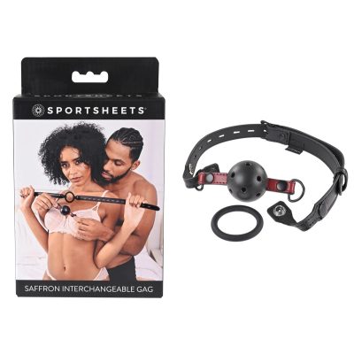 Sportsheets Saffron Interchangeable Gag Breathable O Ring Gag Black SS48027 646709480271 Multiview
