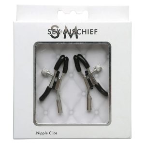 Sportsheets Sex and Mischief Adjustable Nipple Clamps Nipple Clips Silver Black SS51085 646709510855 Multiview