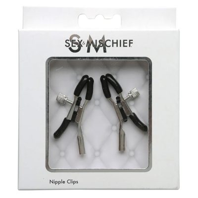 Sportsheets Sex and Mischief Adjustable Nipple Clamps Nipple Clips Silver Black SS51085 646709510855 Multiview