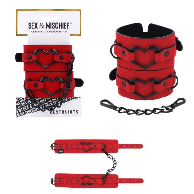 Sportsheets Sex and Mischief Amor Handcuff Restraints Red Black SS09953 646709099534 Multiview