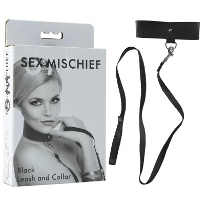 Sportsheets Sex and Mischief Black Leash and Collar Black SS10050 646709100506 Multiview