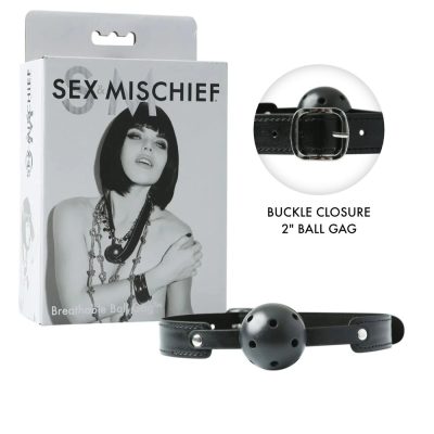 Sportsheets Sex and Mischief Breathable Ball Gag Black SS10023 646709100230 Multiview