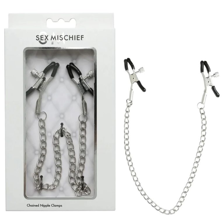 Sportsheets Sex and Mischief Chained Nipple Clamps Silver SS10089 646709100896 Multiview