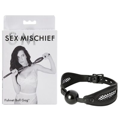 Sportsheets Sex and Mischief Fishnet Ball Gag Black SS09951 646709099510 Multiview