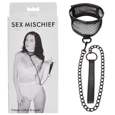 Sportsheets Sex and Mischief Fishnet Collar and Leash Black SS09950 646709099503 Multiview