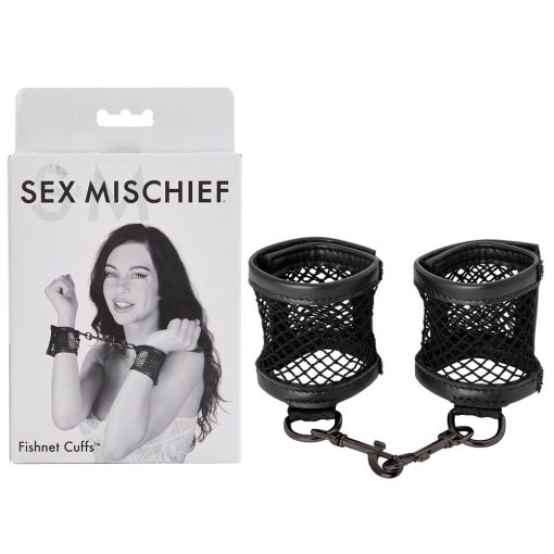 Sportsheets Sex and Mischief Fishnet Cuffs Black SS09949 646709099497 Multiview
