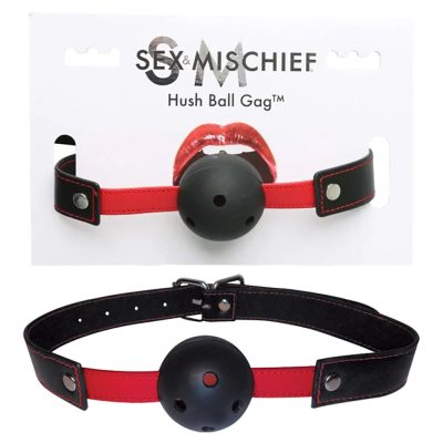 Sportsheets Sex and Mischief Hush Ball Gag Black Red SS10022 646709100223 Multiview