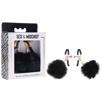 Sportsheets Sex and Mischief Puff Nipple Clamps Black Gold SS09855 646709098551 Multiview