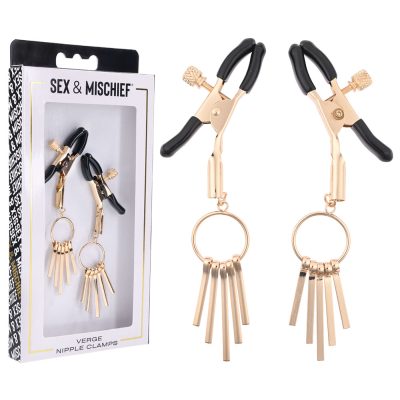 Sportsheets Sex and Mischief Verge Nipple Clamps Gold SS09856 646709098568 Multiview