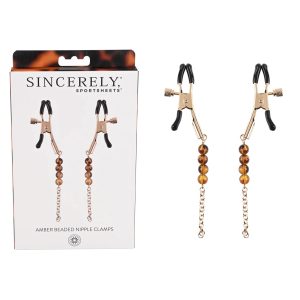 Sportsheets Sincerely Amber Tortoiseshell Pattern Beaded Nipple Clamps Sincerely Amber Gold SS52105 646709521059 Multiview