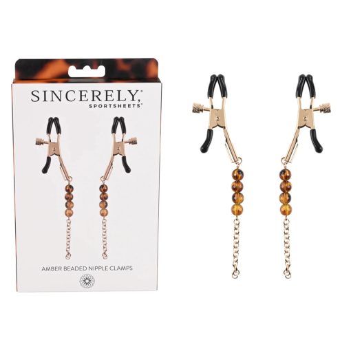 Sportsheets Sincerely Amber Tortoiseshell Pattern Beaded Nipple Clamps Sincerely Amber Gold SS52105 646709521059 Multiview