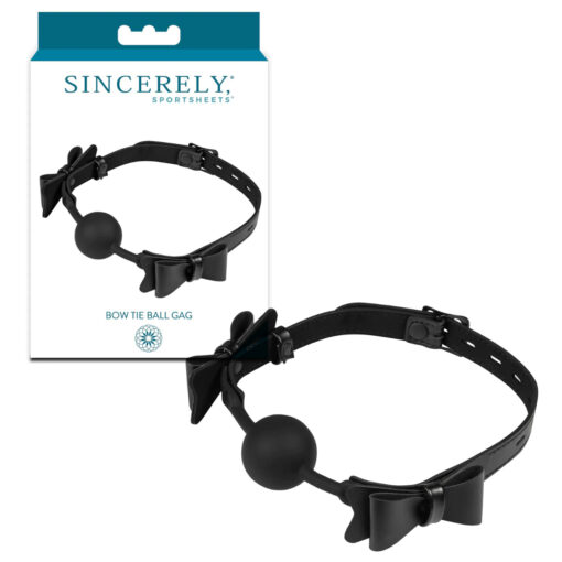 Sportsheets Sincerely Bow Tie Ball Gag Black SS52025 646709520250 Multiview