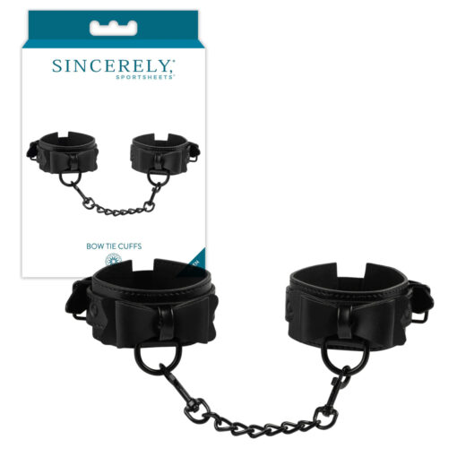 Sportsheets Sincerely Bow Tie Cuffs Black SS52028 646709520281 Multiview