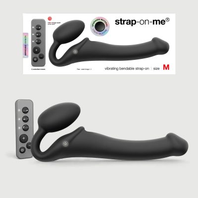 Strap On Me Bendable Vibrating Remote Silicone Strapless Dildo Improved Version Medium Black 6013953 3700436013953 Multiview