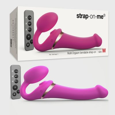 Strap On Me Multi Orgasm Wireless Remote Vibrating Flickering Bendable Strapless Strap On Medium Fuchsia 6017432 3700436017432 Multiview