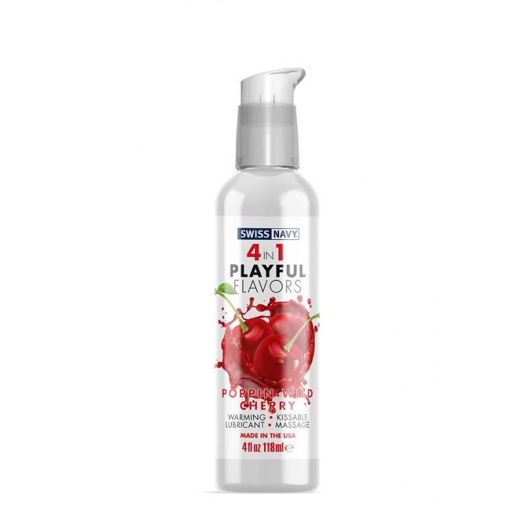 Swiss Navy 4 in 1 Playful Flavours Poppin Wild Cherry Flavoured Lubricant 118ml SN4N1FPWC4 699439005559 Boxview