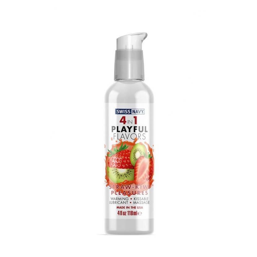 Swiss Navy 4 in 1 Playful Flavours Straw Kiwi Pleasures Flavoured Lubricant 118ml SN4N1FSKP4 699439005580 Boxview