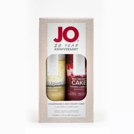 System JO Limited Edition 20th Anniversary Flavoured Lube 2 Pack Champagne Red Velvet Cake 2 x 60ml 796494335055 Boxview