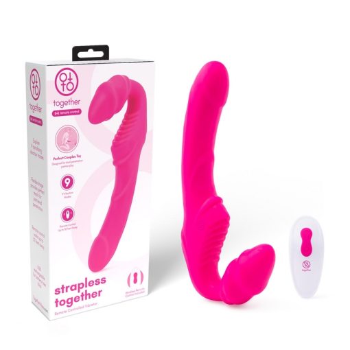 Together Vibes Strapless Together Wireless Remote Vibrating Strapless Strap On Dildo Pink TOG004 4890808278260 Multiview