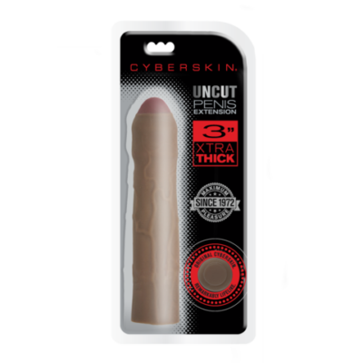 Topco Cyberskin Uncut 3 inch Penis Extension Xtra Thick Dark Flesh 1008547 051021085477