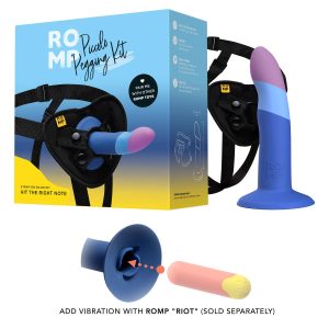 WOWTech ROMP Piccolo Pegging Kit Strap On Harness and 5 Inch Dildo Blue Pink Black PSTR00A 4251460623568 Multiview