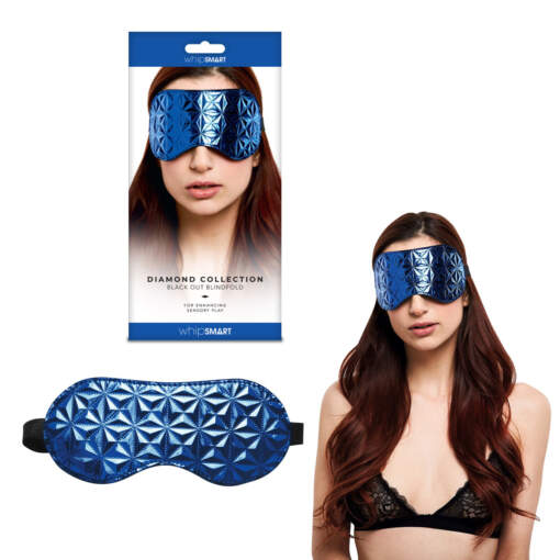 WhipSmart Diamond Collection Deluxe Blackout Blindfold Blue WS 1005 BLU 848416005659 Multiview
