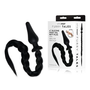 Whipsmart Furry Tales Collection 4 inch Silicone Pony Tail Butt Plug Black WS3510 848416012572 Multiview