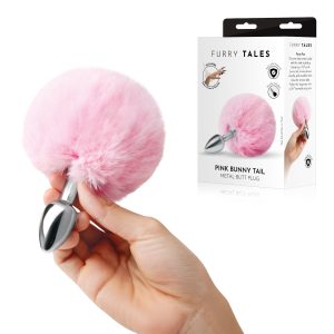 Whipsmart Furry Tales Collection Pink Bunny Tail Metal Butt Plug Pink Chrome WS3500 848416012466 Multiview