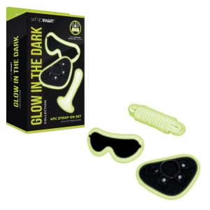 Whipsmart Glow in the Dark Collection 4pc Strapon Set Glow Green WS1046 848416010271 Multiview
