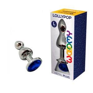 Wooomy Lollypop Double Ball Metal Gem Butt Plug Large Blue Gem 21095 8433345210957 Multiview