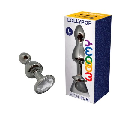 Wooomy Lollypop Double Ball Metal Gem Butt Plug Large Clear Gem 21090 8433345210902 Multiview