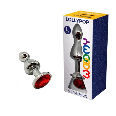 Wooomy Lollypop Double Ball Metal Gem Butt Plug Large Red Gem 21094 8433345210940 Multiview