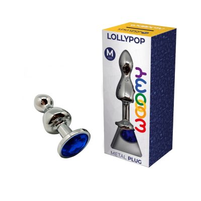 Wooomy Lollypop Double Ball Metal Gem Butt Plug Medium Blue Gem 21085 8433345210858 Multiview