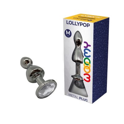 Wooomy Lollypop Double Ball Metal Gem Butt Plug Medium Clear Gem 21080 8433345210803 Multiview
