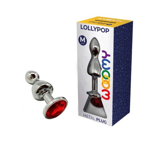 Wooomy Lollypop Double Ball Metal Gem Butt Plug Medium Red Gem 21084 8433345210841 Multiview